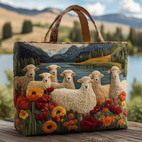 Handmade Bag with Sheep by the Lake