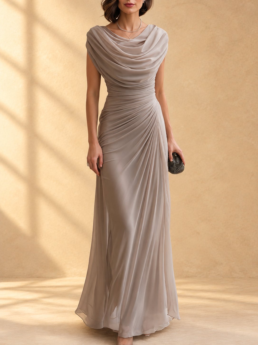 Naira | Draped cowl-neck maxi dress