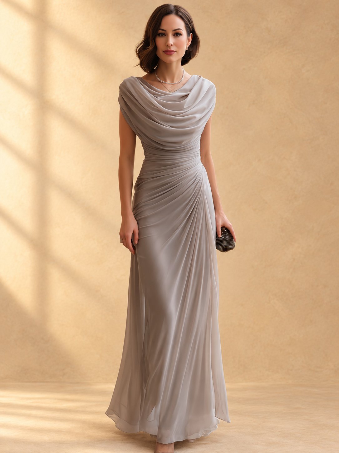 Naira | Draped cowl-neck maxi dress