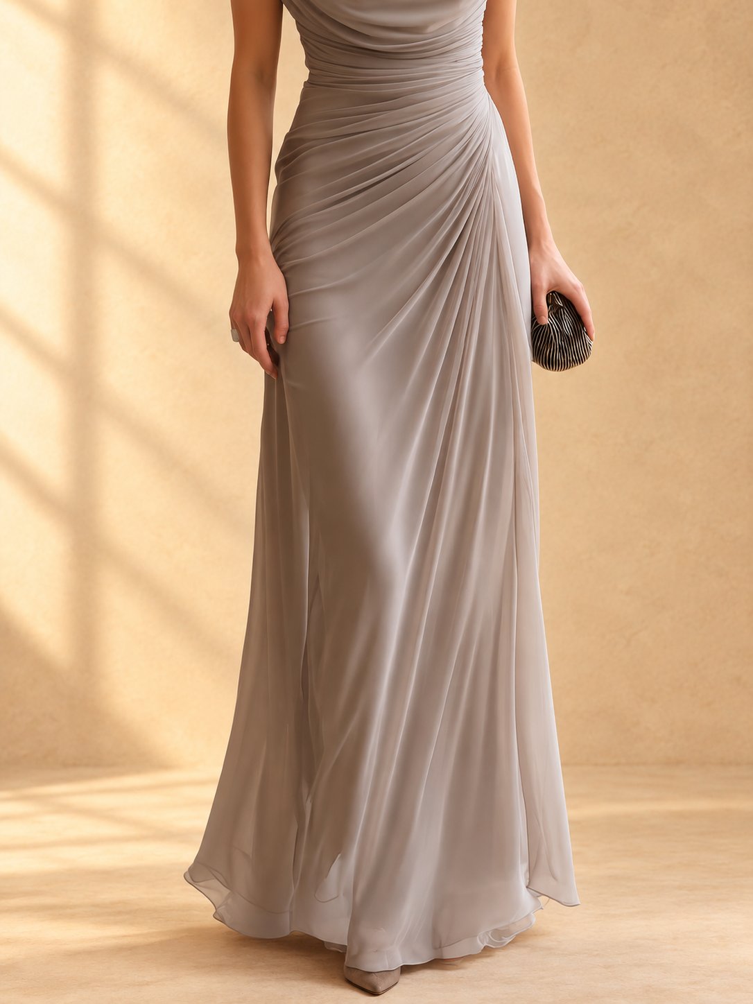 Naira | Draped cowl-neck maxi dress