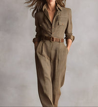 Celia | Brown Jumpsuit with Sophisticated Details