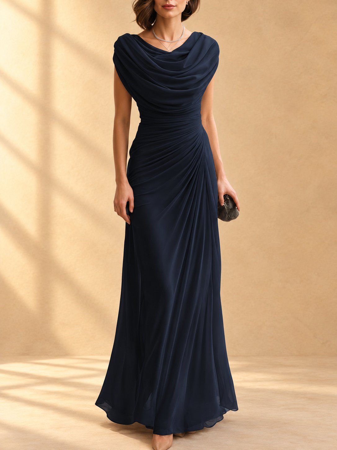Naira | Draped cowl-neck maxi dress