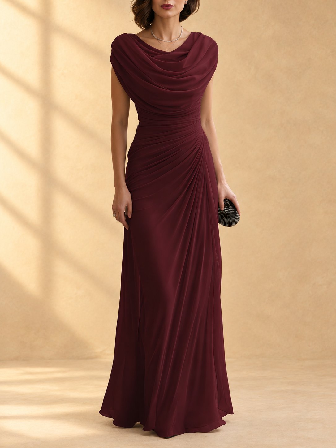 Naira | Draped cowl-neck maxi dress