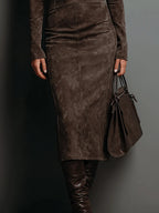 Ava | Suede Midi Dress
