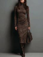 Lorena | Long Brown Midi Dress