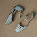 Elvane Buckle Leather Mary-Janes