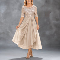 Bianca | Lace Bodice Draped Midi Dress