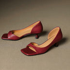 Celin | Peep Toe Genuine Leather Heels