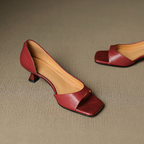 Celin | Peep Toe Genuine Leather Heels
