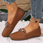 Eden - Flat Diamond Buckle Loafers
