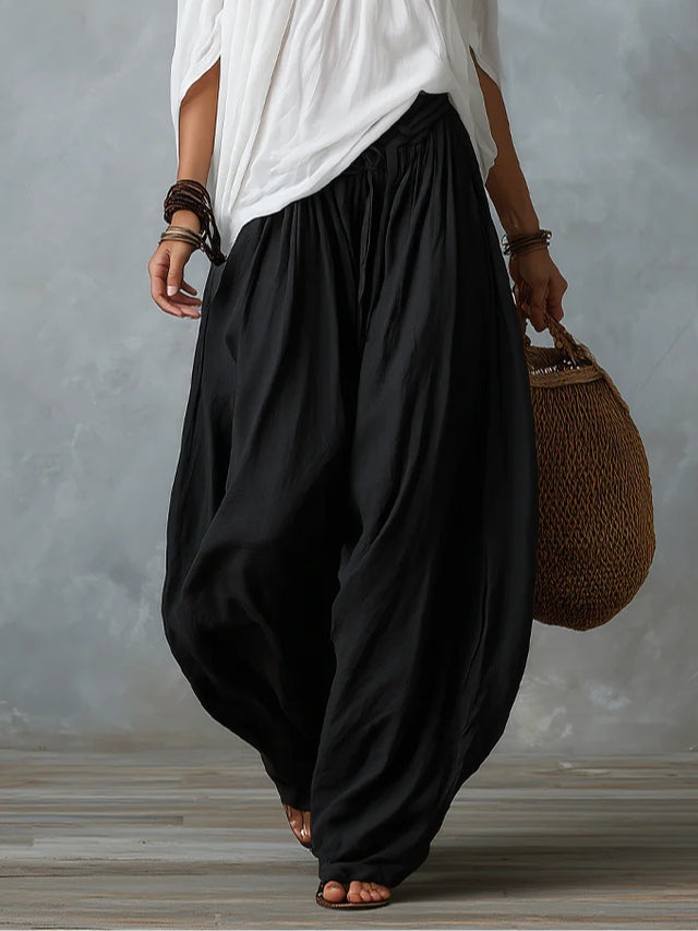 Ella | Top White Off-the-shoulder and Wide Lantern Pants Set