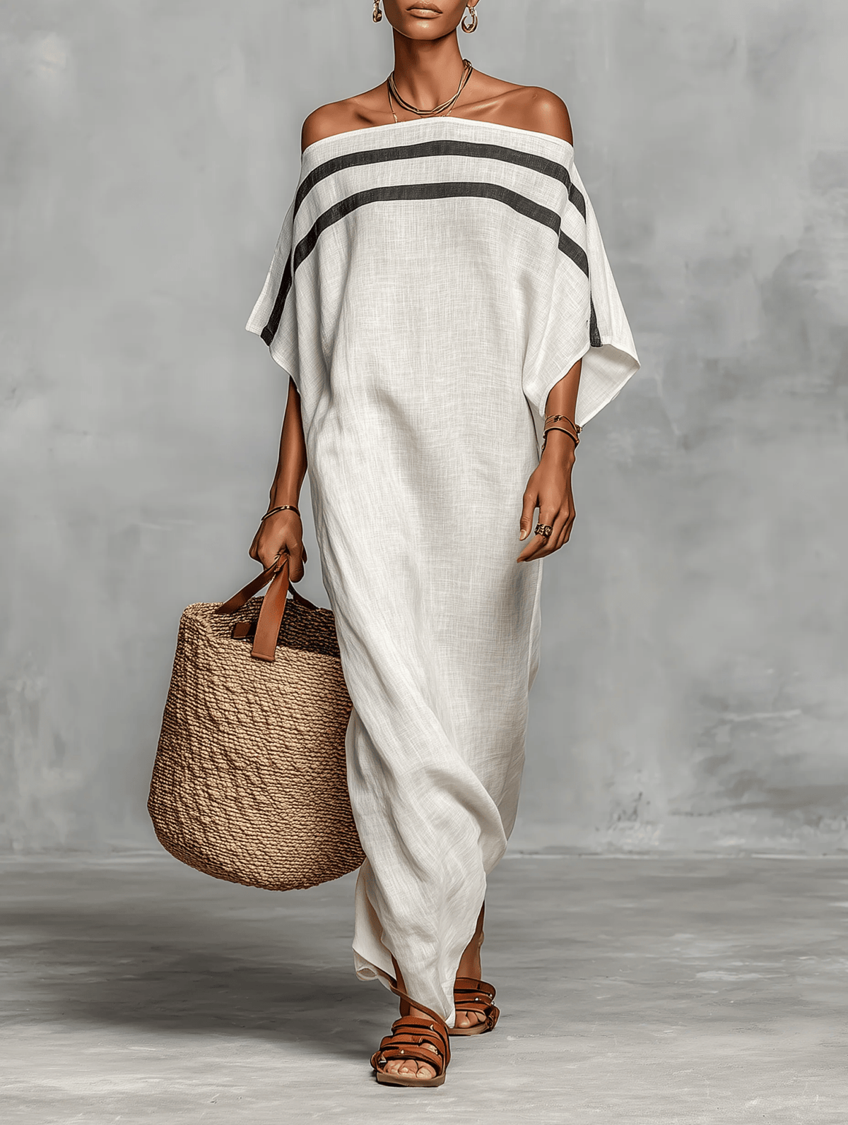 Aveline | Maxi dress with off-shoulder and batwing sleeves