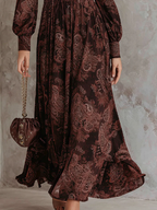 Marlene | Midi Dress with Paisley Print and Zipper in the Neckline