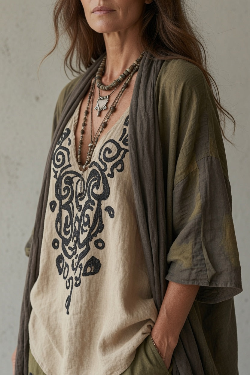 Thalia | Bohemian Draped Three-Piece Set