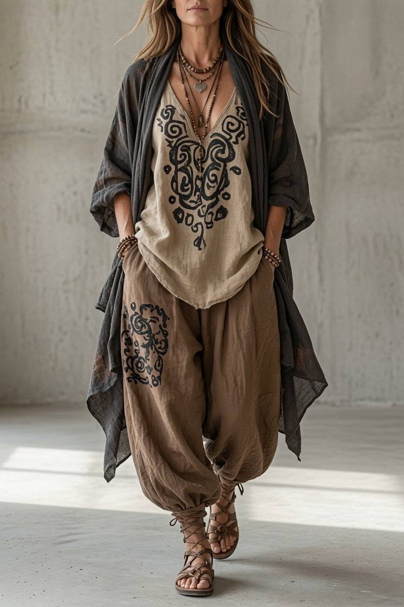 Thalia | Bohemian Draped Three-Piece Set