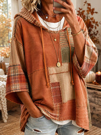 Sorina | Autumn-Toned Patchwork Oversized Hoodie