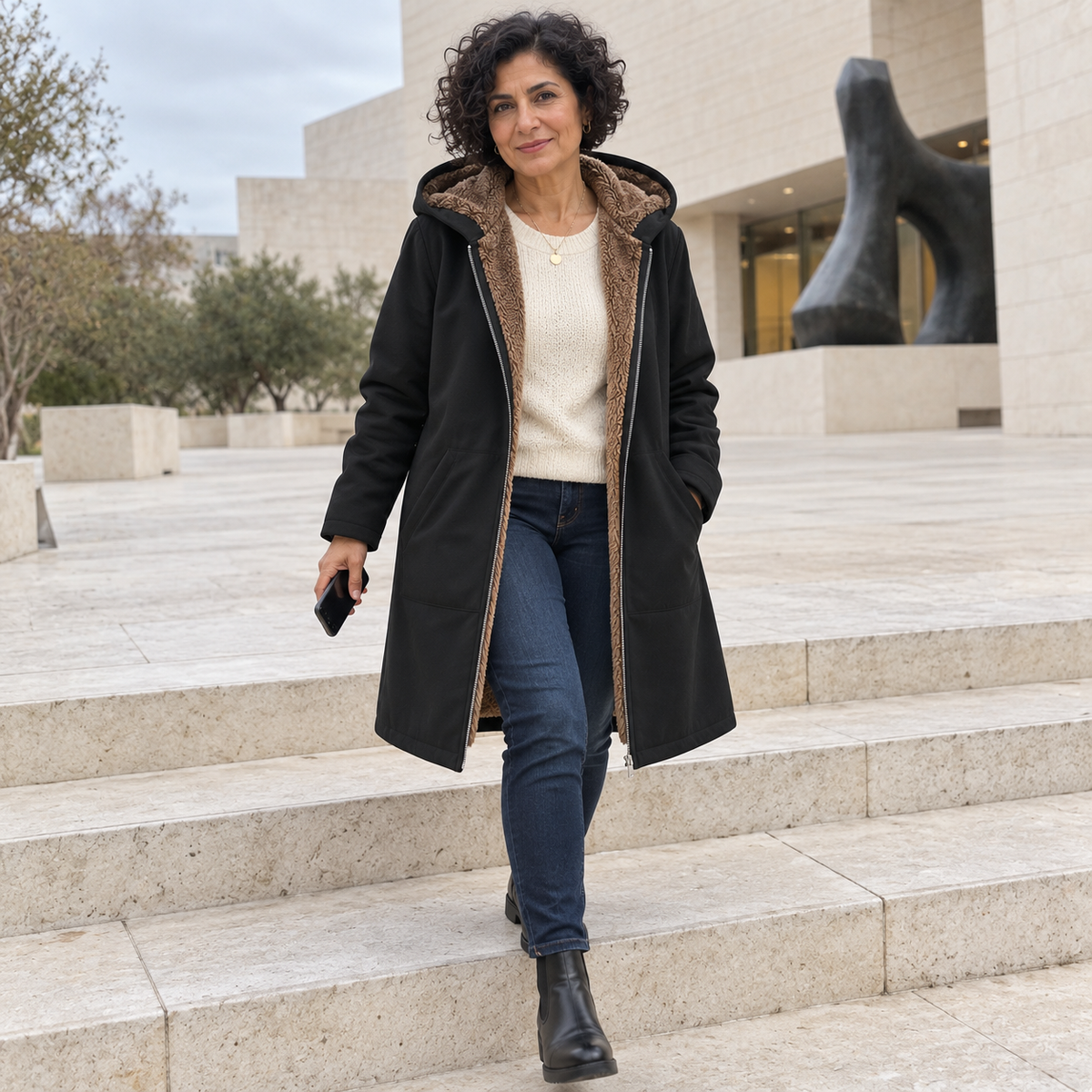 The Britta Sherpa Coat in Black